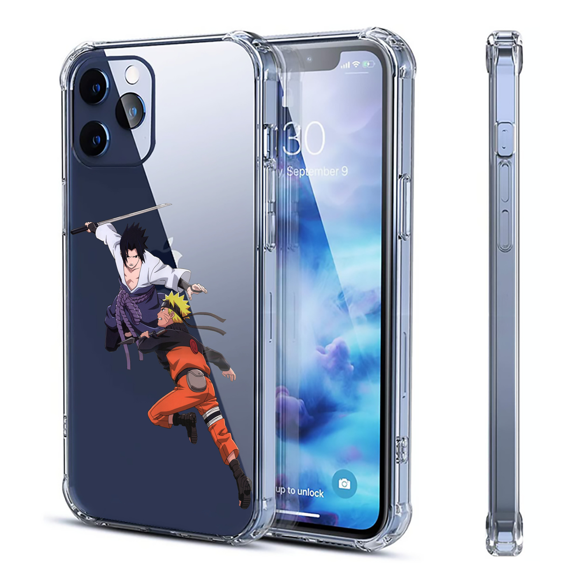 （画像用） NARUTO -ナルト- うちは サスケ Uchiha Sasuke 【iPhone 12シリーズ対応】透明スマホケース（クリアソフトケース）